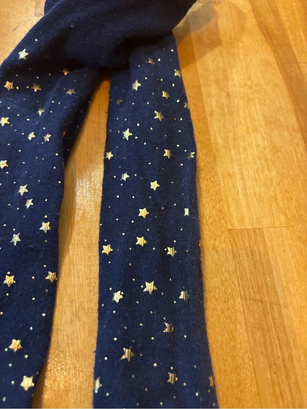 Mini Boden Navy Tights with Gold Stars and Pink Trim- size 5/6